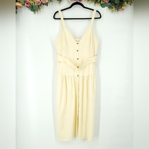 Reiss Vita Light Yellow Button Through Midi Dress NWT Size 12 - Picture 1 of 14